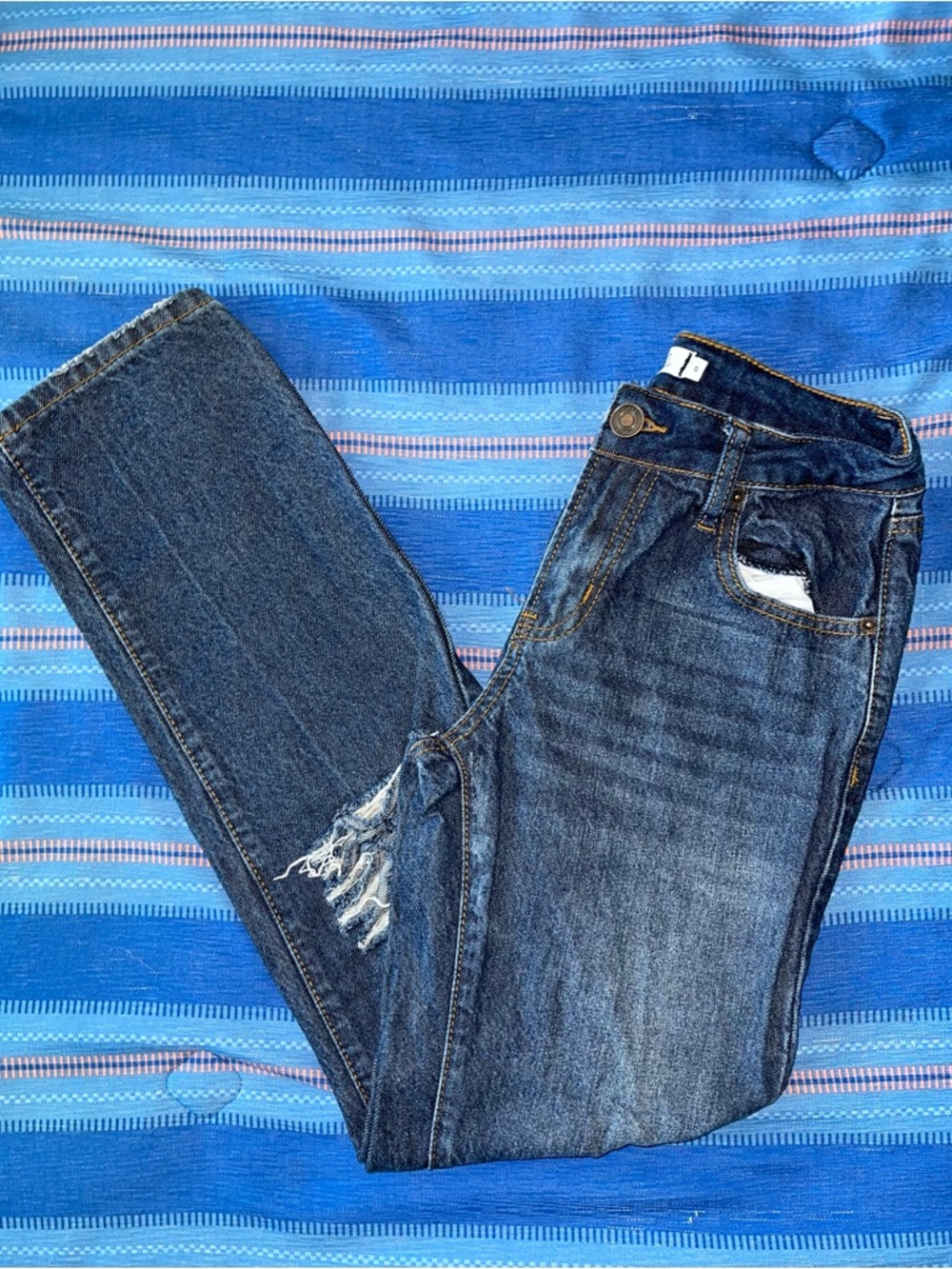 Rue21 Blue Denim High-Rise Jeans with Contrast Stitching